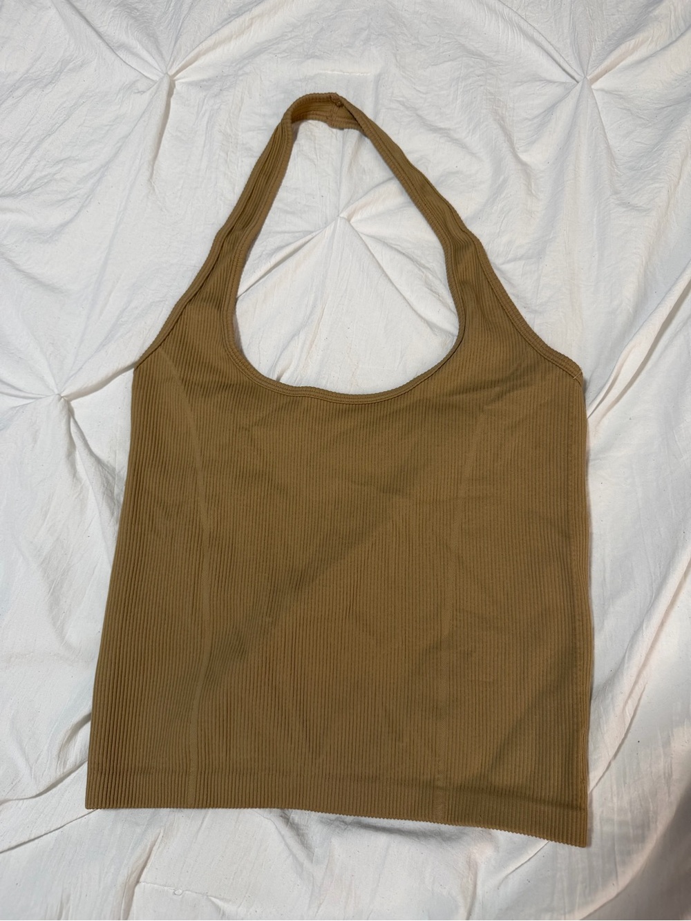 American Eagle Outfitters Ribbed Halter Tank Top - Tan